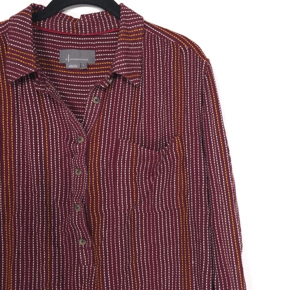 Anthropologie Top M Isadora Button Back Tunic Shirt Popover Textured Wool Blend - Picture 10 of 15